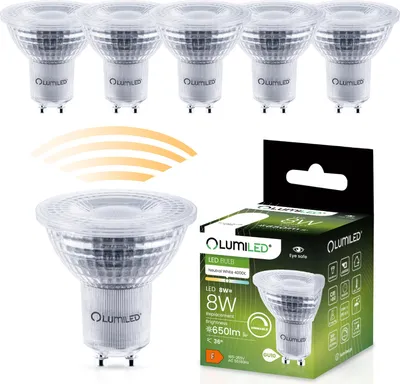 Obrázok produktu pre LUMILED GU10 LED žiarovka stmievateľná 8W 650 Lm žiarovka 4000K neutrálna biela reflektor, nahrádza 80W halogénové žiarovky 36° reflektor 6 žiaroviek