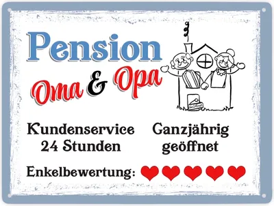 Produktbild von Pension Oma und Opa Metallschild XXL in 28x38 cm