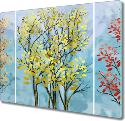 Produktbild von Coloray Schneidebrett Herdabdeckplatte 60x52 cm Kochplattenabdeckung Hackbrett Küchenbrett - Baum Blätter Zweige