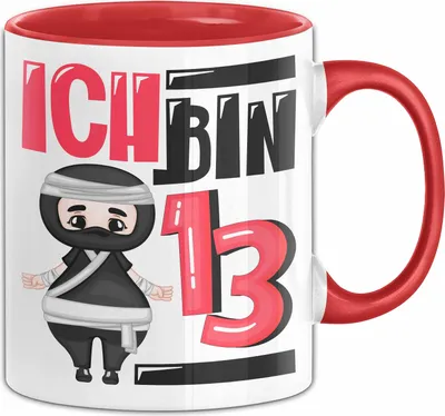 Produktbild von 13. Geburtstag Geschenk Tasse BecherJungs Mädchen Geburtstagsgeschenk Ninja Ich Bin 13 Teenager (Rot)