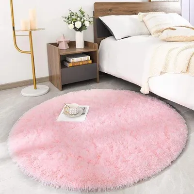 Produktbild von Fluffy Teppich für Wohnzimmer und Schlafzimmer - rosa - 200 x 200 cm