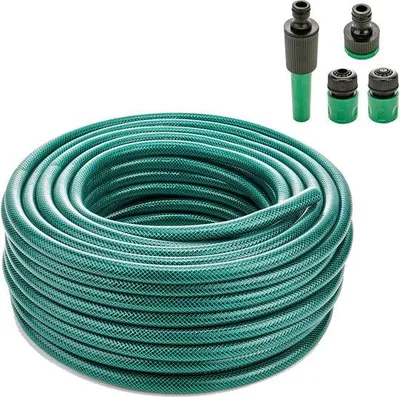 Produktbild von Famanu Gartenschlauch 30 Meter verstärkt mit Anschlüssen und Spritzpistole - PVC