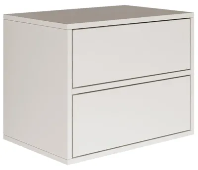 Nachttisch 50 cm breit, weiß, 2 Schubladen, Push-to-Open, modern