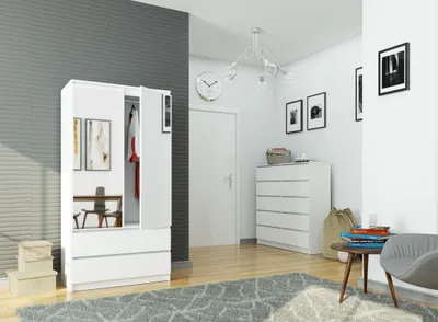 Produktbild von Akord Kleiderschrank 2 Türen 2 Schubladen 2 Spiegel Artisan-Eiche 90X51X180 Cm