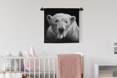 Produktbild von MuchoWow® Wandteppich Wandbehang Eisbär - Tier - Schwarz 60x60 cm Tapisserie Dekoration Wandtuch - Dekorationen - Wand Decke