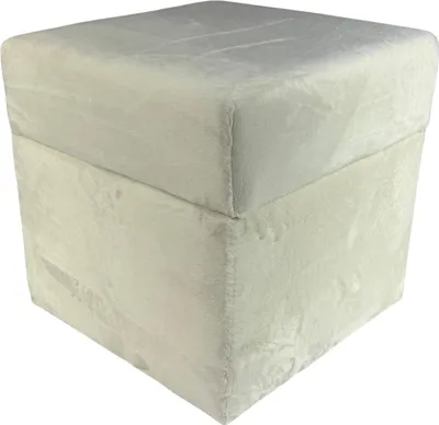 Produktbild von Velvet-Hocker MINKY 40x40 cm quadratisch mit Stauraum – aufklappbarer Polsterhocker aus Samtstoff – Beige