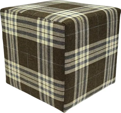 Obrázok produktu pre Štvorcová stolička LOBOX 40x40 cm - elegantná stolička z dvojfarebnej tkanej látky v károvanom vzore - svetlohnedá