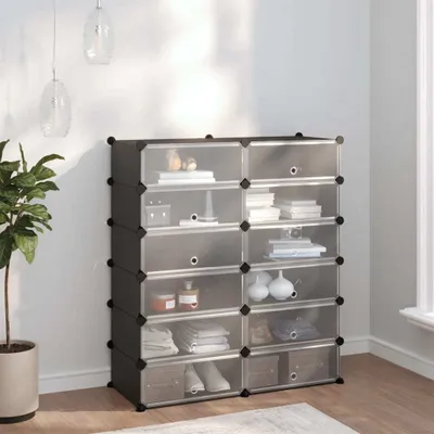 Produktbild von "2026 Promotion" Schuhschrank, Schuhkipper, Schuhregal, Schwarz 94,5x36,5x106 cm PP - Schuhständer CC20434
