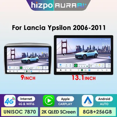 Image de Autoradio 9 pouces - 2DIN Android Auto CarPlay - GPS 4G Bluetooth - Compatible avec Lancia Ypsilon (2006-2011)