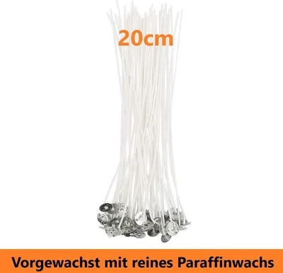 Produktbild von Kerzenhalter Kerzendochte 50Stk. 20cm lang mit Metallfuß Rauchfrei, ohne gefährliche Stoffe