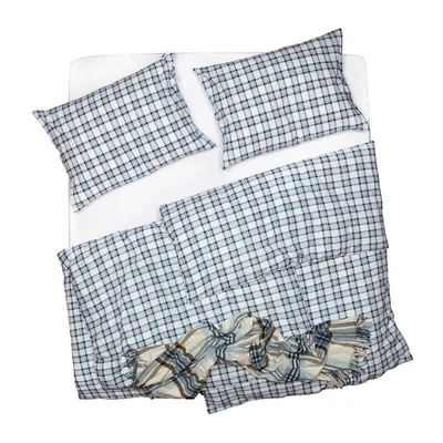 Obrázek produktu pro SCANquilt povlečení KREP káro bílomodrá 100% bavlna 140 x 200/70 x 90 cm