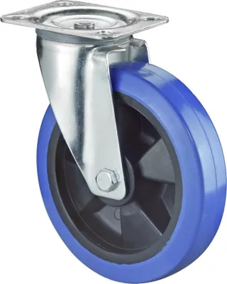 Image de BS Roulettes Roulette pivotante diamètre 125mm capacité de charge 140kg roue en caoutchouc plein élastique plaque 115x85mm - LS400.B61.125