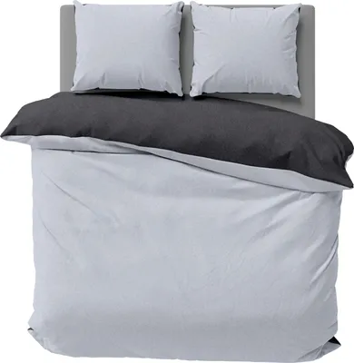 Produktbild von Winter Wendebettwäsche Doubleface Unifarben kuschelig warm weich Thermo Fleece, Größe:3 teilig 200x220 cm, Farbe:grau / anthrazit