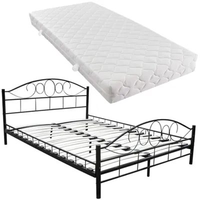 Obrázek produktu pro vidaXL Postel s matrací černá kovová 180×200 cm