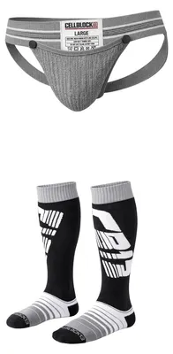 Produktbild von CELLBLOCK 13 - Herren Jockstrap Unterwäsche - Vorteilspack 1x Tight End 2 inch Snap Up Jock + 1x Velocity 2.0 Knee High Sock Grey - Größe S