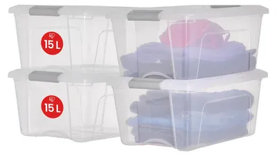 Produktbild von Iris Ohyama, Aufbewahrungsboxen mit Deckel, Kunststoffboxen, Plastikbox, Box mit