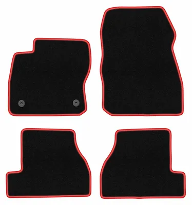 Produktbild von Fußmatten Velours Schwarz/Rot für Ford Focus MK3 USA 2010-2019 Set 4-tlg