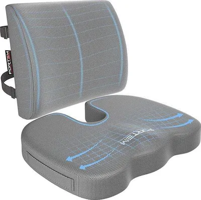 Immagine prodotto di Cuscino ergonomico Unyqoos® a forma di U, realizzato in schiuma di memoria al 100%, con supporto lombare e per il coccige, rivestimento removibile e lavabile, ideale per sedie da ufficio, auto e sedie a rotelle