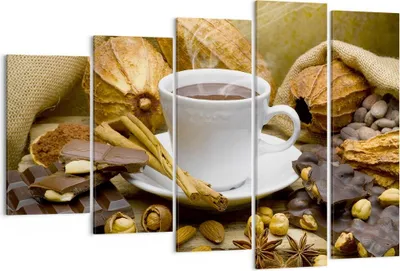 Produktbild von Bild auf Leinwand - Leinwandbild - Tasse Schokolade trinken Kakao - 150x100cm - Wand Bild - Wanddeko - Leinwanddruck - Bilder - Kunstdruck - Leinwand bilder - Wandkunst - EG150x100-2480