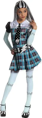 Produktbild von Kinder Vampir-Zombie Kostüm (Kleid, Gürtel & Strumpfhose) Größe: 122-128 (5-7Jahre)