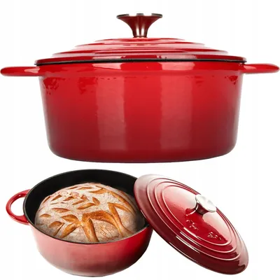 Produktbild von Gusseiserne Emaille-Bräterin Rot 4L mit Deckel