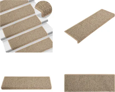 Immagine prodotto di vidaXL Tappetini per scale autoadesivi in Sisal 15 pezzi 65x21x4cm Beige scuro - Tappetino per gradini - Tappeto per gradini - Tappeti per gradini