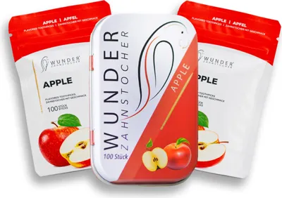 Produktbild von Wunder Zahnstocher mit Geschmack - 3er Bundle Apfel Aromatische Zahnstocher - 100 Stück für den stilvollen Lifestyle