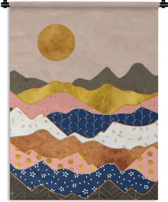 Produktbild von MuchoWow® Wandteppich Wandbehang Muster - Pastell - Gold 150x200 cm Tapisserie Dekoration Wandtuch - Wandaufhängung - Moderner