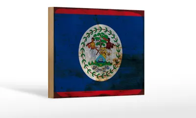Produktbild von Holzschild Flagge Belizes 18x12 cm Flag of Belize Rost