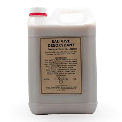 Imagen del producto de Comptoir D'Art - Desoxidante Eau Vive (0708) Para Cobre, Bronce y Latón - Limpiador de Metales - Elimina la Oxidación (5 L)