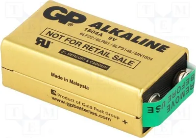 Image de Batterie alcaline 9V, dimensions : 48,5 x 26,5 x 17,5 mm, référence : 1604AU, type : 6F22
