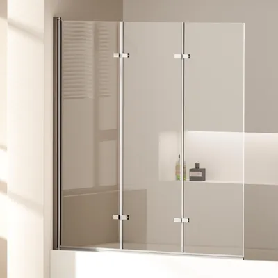 Produktbild von EMKE 120x140cm Badewanne Duschwand 3-teilig faltbar mit NANO einfach-Reinigung Beschichtung Faltwand 6mm Sicherheitsglas