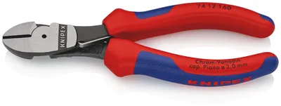 Produktbild von KNIPEX 74 12 160 Kraft-Seitenschneider mit Mehrkomponenten-Hüllen schwarz atramentiert 160 mm