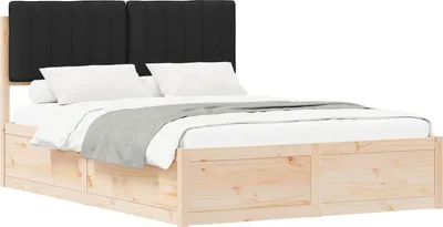 Obrázek produktu pro Rám postele s čalouněným čelem s čelo Černá 140 x 200 cm