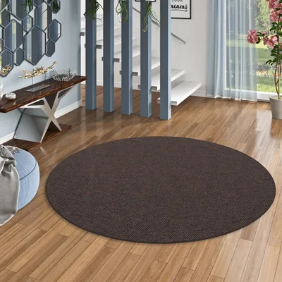 Produktbild von Teppich Flachgewebe Dunkelbraun Rund, Größe:100 cm Rund