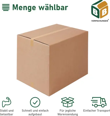 Produktbild von 200 x Faltkarton (785 x 585 x 580/480/380 mm) stabil 2-wellig Versandkarton Päckchen DHL Hermes Schachtel Box Paket braun BB-Verpackungen