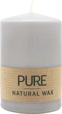 Produktbild von 100% PURE, NATURAL WAX, Stumpenkerze, Silbergrau, WENZEL, 90/60 mm, Brenndauer ca. 25h, 100% plastikfrei