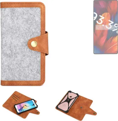 Produktbild von K-S-Trade Handyhülle kompatibel mit Xiaomi Redmi Note 13 LTE Schutzhülle Filz-Hülle Kunst-Leder hellgrau braun (1x)