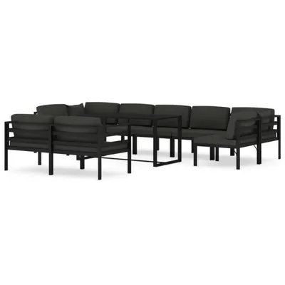 Produktbild von vidaXL 10-tlg. Garten-Lounge-Set mit Kissen Aluminium Anthrazit