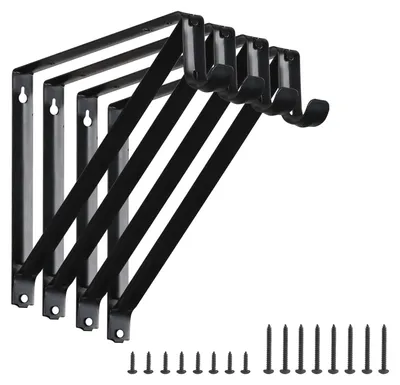 Wandregal- und Stangenhalterungen, 4er-Pack, schwarz, 500 lbs Tragkraft