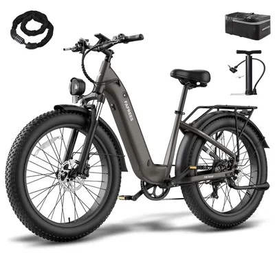 Produktbild von Fatbike Pedelec mit 150 kg Zuladung, 960Wh 48V 20Ah Akku, Tiefeinstieg und 7-Gang Shimano-Schaltung, Schwarzbraun