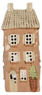 Image de Clayre & Eef Bougeoir Maison 12x9x28 cm Marron Beige Céramique