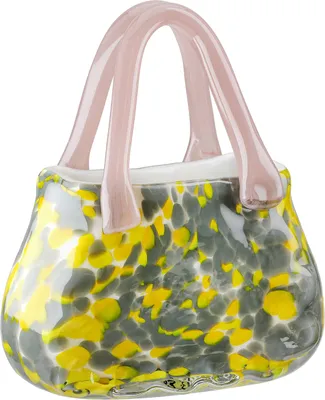 Zdjęcie produktu dla Gilde Glass Art, Skulptur, Vase, Handtasche, Glas, gelb, grau, rosa, VE 2, L. 8.5 cm, B. 17.5 cm, H. 20 cm 55500 4063387555002