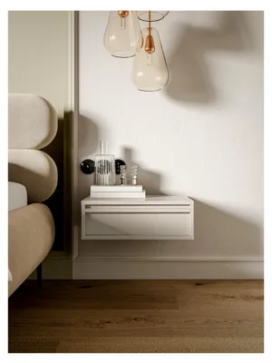 Produktbild von Evo Nachttisch, 50 cm, Graubeige | Nachtschrank, Beistelltisch, Hängend, mit Schublade