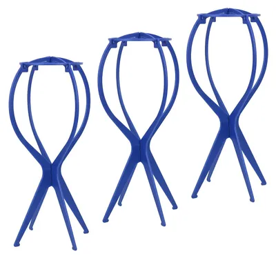 3er-Set zerlegbare Perückenständer aus Kunststoff, Blau