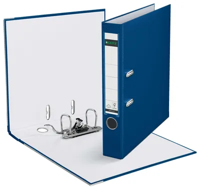 Imagen del producto de Carpeta de plástico con palanca de 180°, marca Leitz, 55 mm de ancho, 320 mm de alto, 440 g, color azul