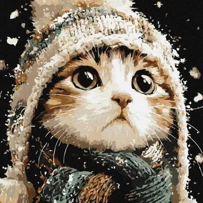 Produktbild von Malen nach Zahlen – Schneekätzchen, 40x40 cm – Ideyka