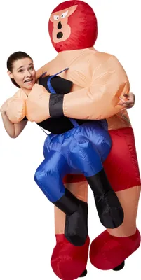 Produktbild von Selbstaufblasbares Aufsitzkostüm Wrestler - blau/orange