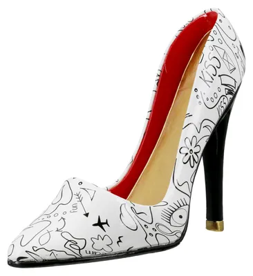 Produktbild von Gilde Flaschenhalter, Schuh,  Modern Art Pumps , Einliniendesign, Kunstharz, weiß, VE 2, L. 9 cm, B. 23 cm, H. 19 cm Höhe: 19.00 cm Breite: 23.00 cm Tiefe: 9.00cm  59183