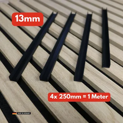 Produktbild von 1 Meter Kabelabdeckung für Akustikpaneele 13mm / 4 Stück je 250mm Kabelkanal